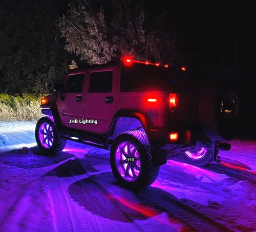 JHB 15.5" Remote APP RGB Color Change COB LED Wheel Rings Rim Lights Set(Metal) - Foto 16 di 19