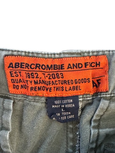 Vintage Y2K Abercrombie & Fitch Mens Cargo Shorts Olive Green W/ Orange Belt Cot - Picture 2 of 5