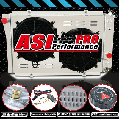 3 ROW Radiator+Shroud Fan+Relay For 1984-1990 Chevy Corvette 5.7 S10 Blazer PRO