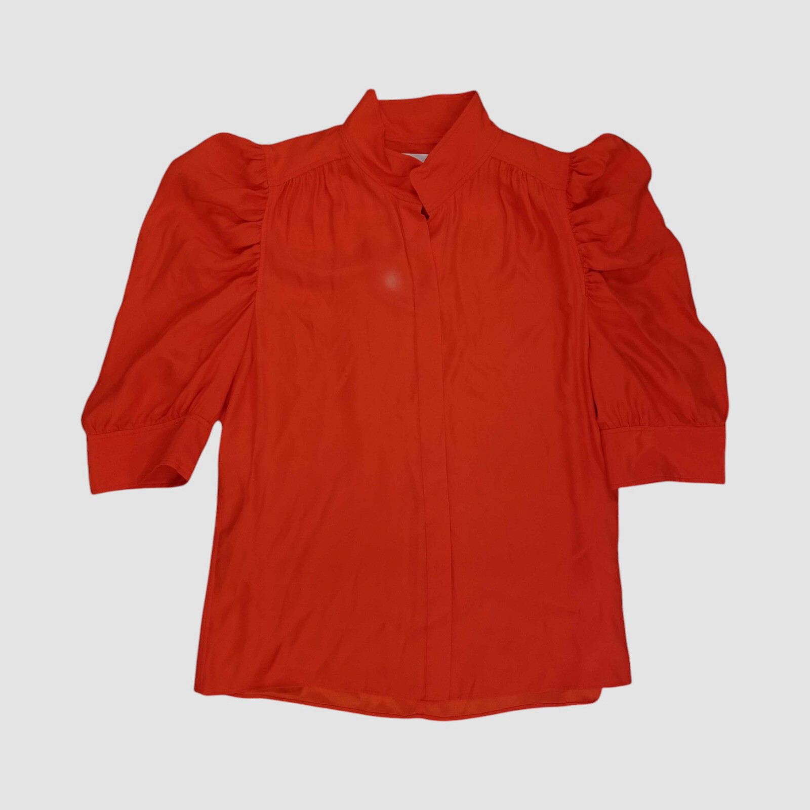 Frame Women Red Silk Gillian Long-Sleeve Button-up Shirt Blouse Top Size S