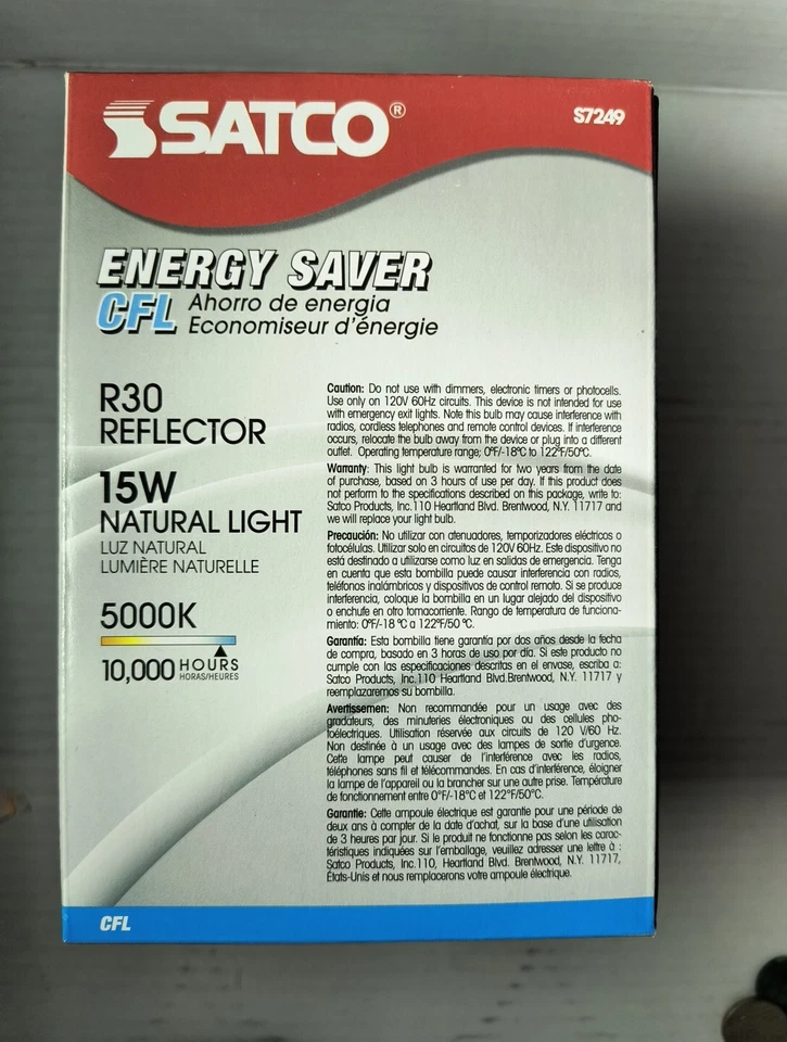 Satco S7249 15W Energy Saver CFL R30 Reflector  - Image 4 of 4