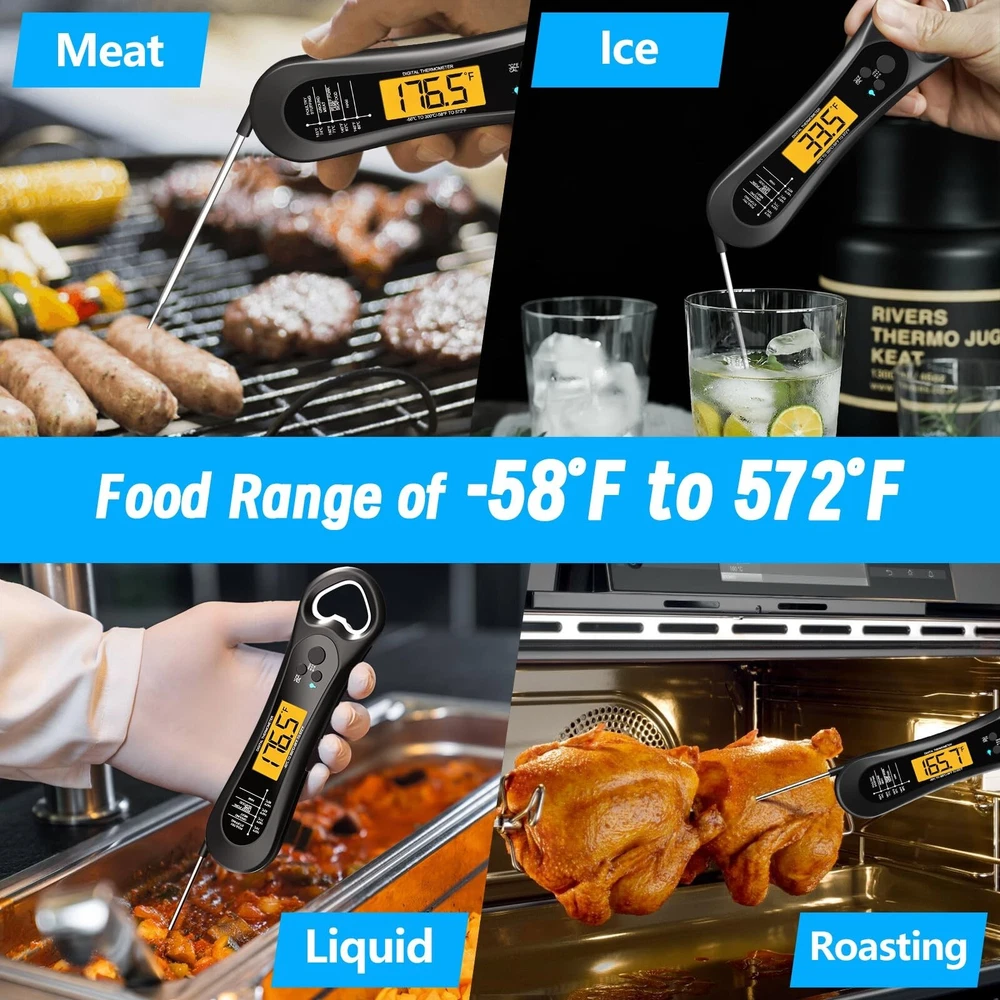 Meat Thermometer Digital, Instant Read Meat Thermometer for Grill and Cooking... Meat Thermometer Digital, Instant Read Meat Thermometer for Grill and Cooking...