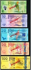 Fiji 5 10 20 50 100 Dollars ND(2012) P115as 116s 117s 118s 119as UNC / Specimen