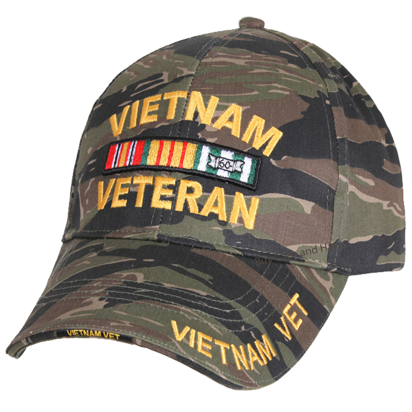 Vietnam Veteran Baseball Cap, Tiger Camo Military Cotton Hat Ribbons Men Women