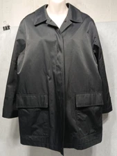 Saks Fifth Avenue D2 Drizzle Jacket Rain Coat Womens Med Black Water Resistent