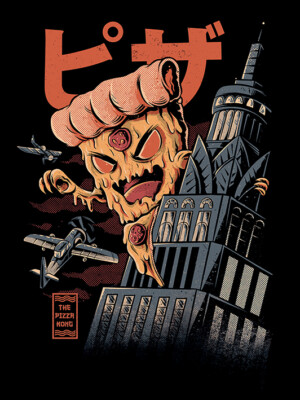 Illustrata - The Pizza Kong - Offizieller 30x40x4cm gestreckter Leinwanddruck Wandkunst