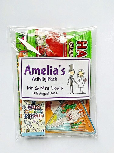 Personalised Childrens Kids Wedding Activity Sweets Pack Favour Party Bag - Picture 2 of 4