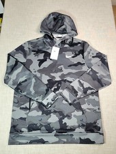 NIKE Mens Thermafit Camo Pullover Fleece Hoodie Sweater Gray Black M L XL 2XL