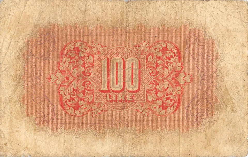 Libia 100 liras ND. Billete circulado M 6 Segunda Guerra Mundial 1943 emisión QZ 46 Foto 2 de 2