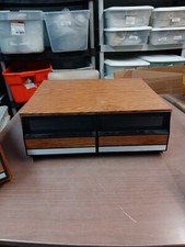 Vintage VHS Tape Holder Wood Grain 2 Drawer Cabinet Storage Case Holds 22 VCR