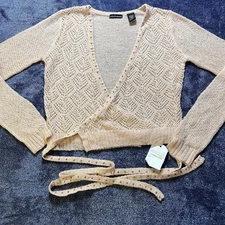 Moda Intl By Victorias Secret NWT Mohair Cropped Wrap Sweater Rare Vintage Beads