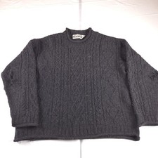READ Has Holes Aran Crafts Men's 100 Wool Gray Sweater Ireland Fisherman L