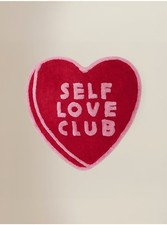 Red Self Love Club Heart Cotton Bath Mat