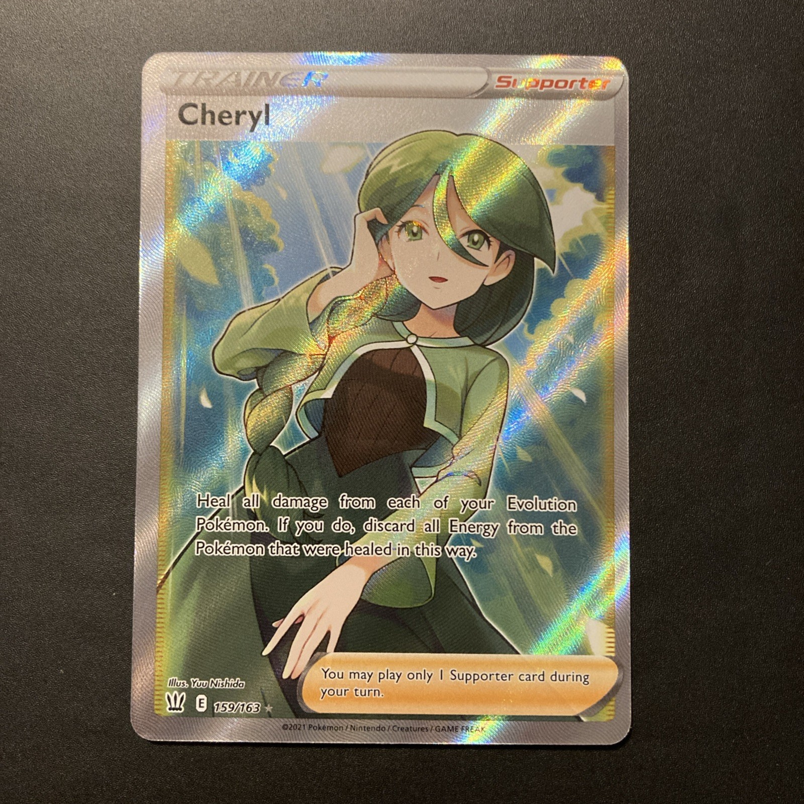 Cheryl 159/163 Battle Styles Full Art Trainer Pokemon Card NM