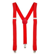 Suspenders for Men Women Boys - Adjustable Y-Back Red