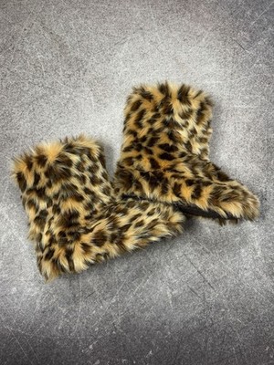 Leopard Print Faux Fur Boots Platform Y2K Winter Statement Cozy Street Style