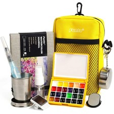 Funto Mini Watercolor Paint Set, All-In-One 24-Color Travel Paint Kit, with