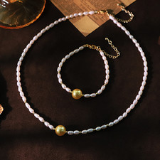 Fashion Women Pearl Jewelry Set Accessory Beads Necklace Bracelet Birthday Gift