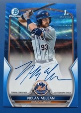 2023 Bowman Chrome Draft Nolan McLean Blue Wave Refractor Auto /150 Mets RC