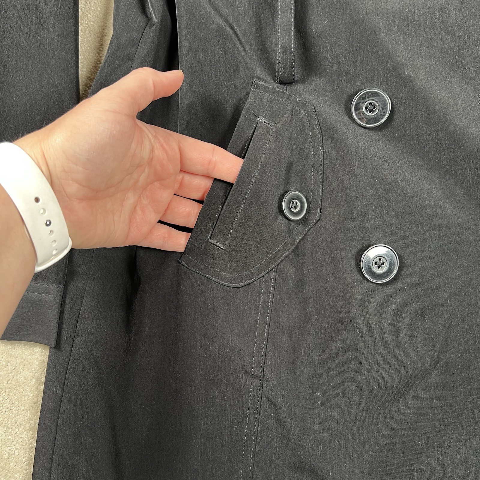 Relativity Jacket Black Button Front Collared Pol… - image 2