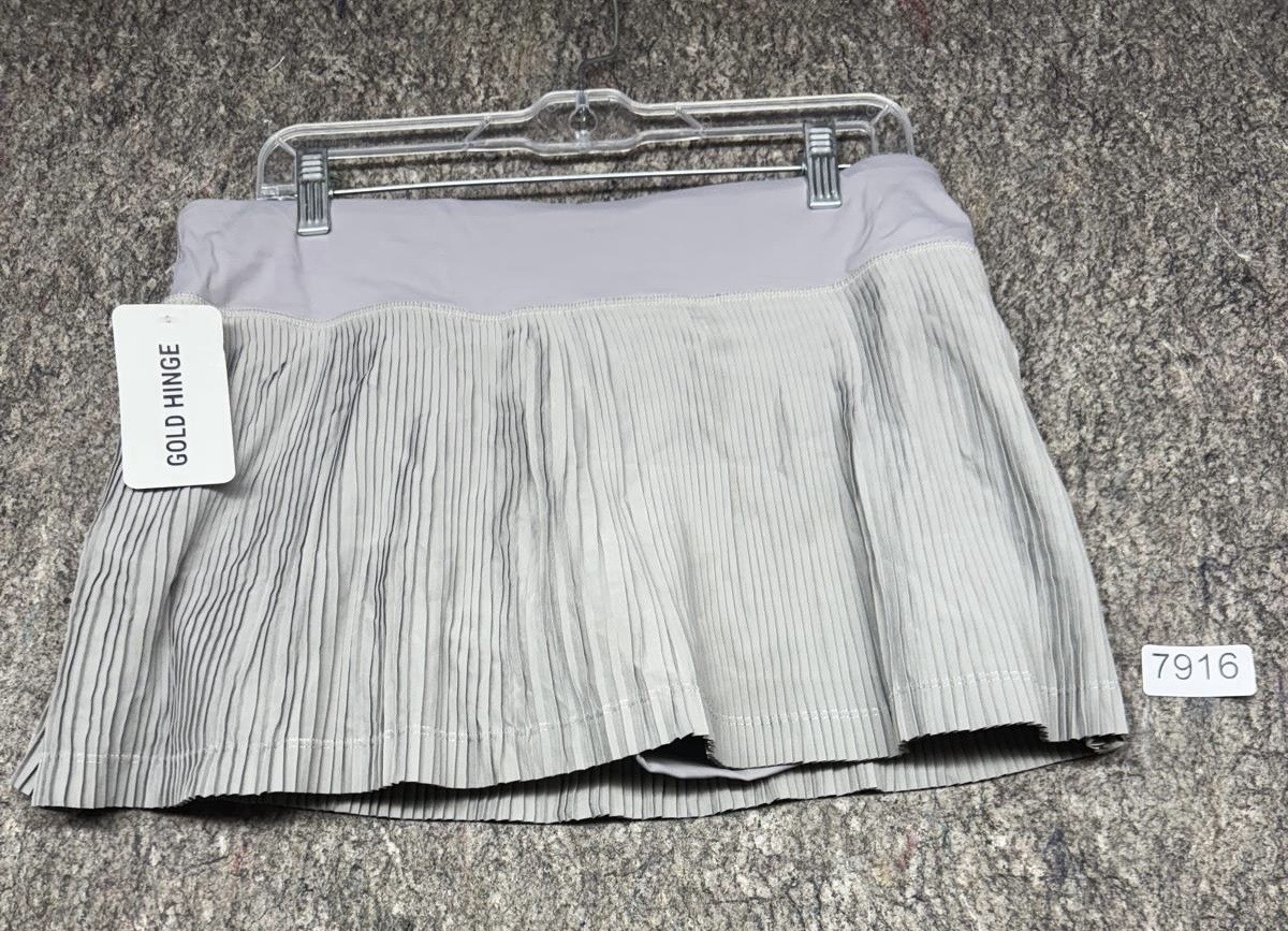 Gold Hinge Skirt Skort Pleated Tennis Gray Size L NWT