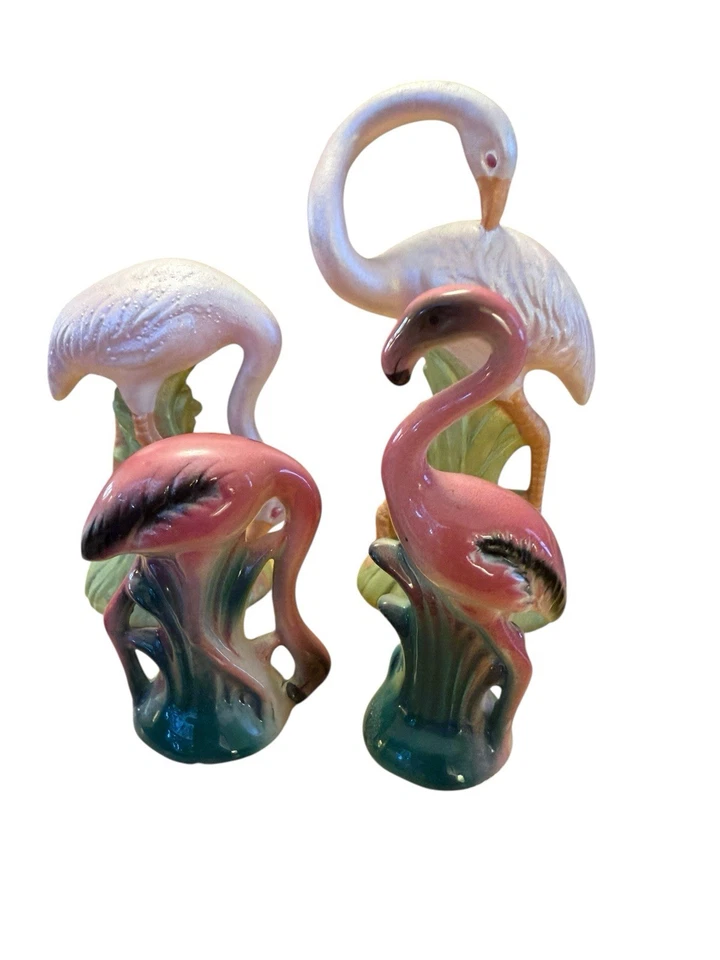 4 estatuillas de flamenco MCM de colección de los años 50 de cerámica miniaturas kitsch modernas de mediados de siglo Foto 2 de 4