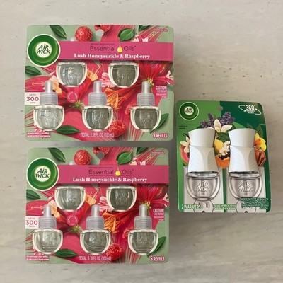 2 Air Wick Lush Honeysuckle Raspberry Scented Oil Refills 5 Ct (10 refills)