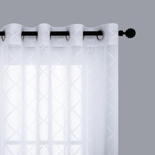  Sheer Curtains 84 Inches Long, Modern Design 52"W x 84"L (Pack of 2) White