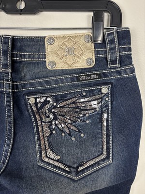 Miss Me Jeans Womens 28 Blue Signature Skinny Embellished Low Miss Me Jeans Womens 28 Blue Signature Skinny Embellished Low