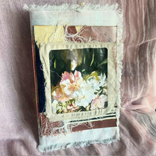 Handmade Vintage Junk Journal - Fabric Floral Diary Book-Heirloom Blooms