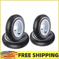 Set of 4 Trailer Tire 4.80-8 4.80x8 480-8,6-Ply Load Range C, 4 Lug On 4" Travel