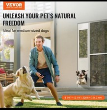 Dog Door for Sliding Glass Door, 75 7/8"-80 11/16" Adjustable Height Doggy Door