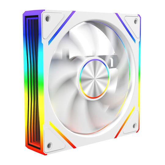 120mm Powercool Aura 120 ARGB PWM Infinity, White, 9 Blade, Static Pressure Fan,