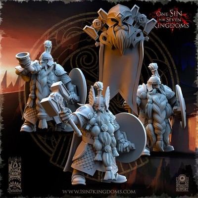Dwarven Kingdoms Highborn Warriors Command Unit | The Beholder Miniatures
