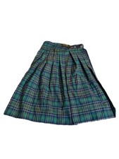 Tartan Plaid Pleated Kilt Skirt Green Navy Attached Belt Sz Mens Medium Scotland