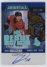 2021-22 Credentials 2019-20 Debut Ticket Access 135/299 Rudolfs Balcers Auto s3g