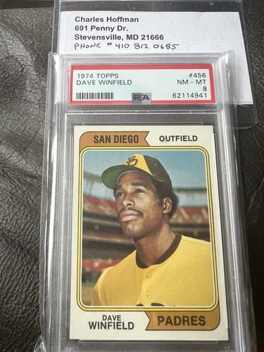1974 Topps #456 Dave Winfield San Diego Padres RC Rookie HOF PSA 8