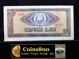 Romania 5 Lei 1966 P93 AU+ România Socialist Republic Banca Nationala 1g7378