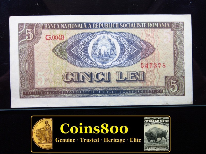 Romania 5 Lei 1966 P93 AU+ România Socialist Republic Banca Nationala 1g7378