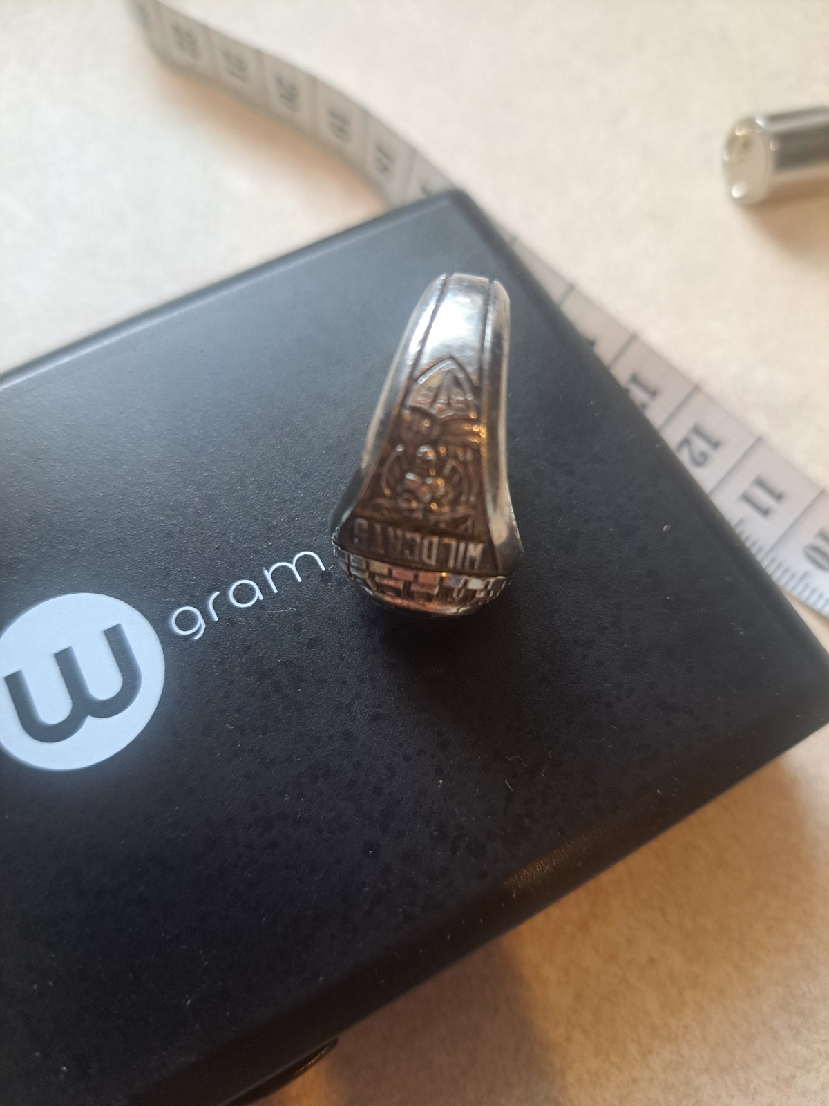 Silver Class Ring With Topaz Stone - image 5