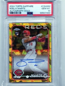2024 PSA 10 Topps Chrome Sapphire Gold Noelvi Marte RC AUTO Jersey# 16/50