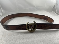 Vintage LEEGIN Brown Embossed Western Style Belt 41  