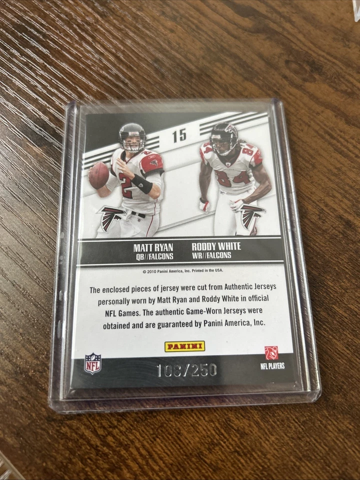 2010 Prestige Connections Matt Ryan, Roddy White Materials 108/250 *Falcons* - Image 3 of 4