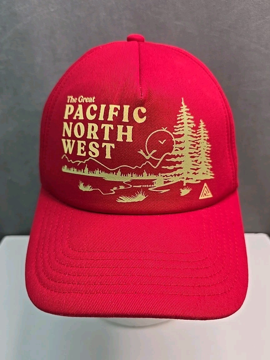 Red Snapback Foam Trucker Mountain Sun Tree Cap