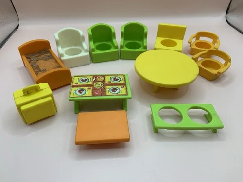 Vintage Fisher Price Little People 12 Piece Furniture Lot