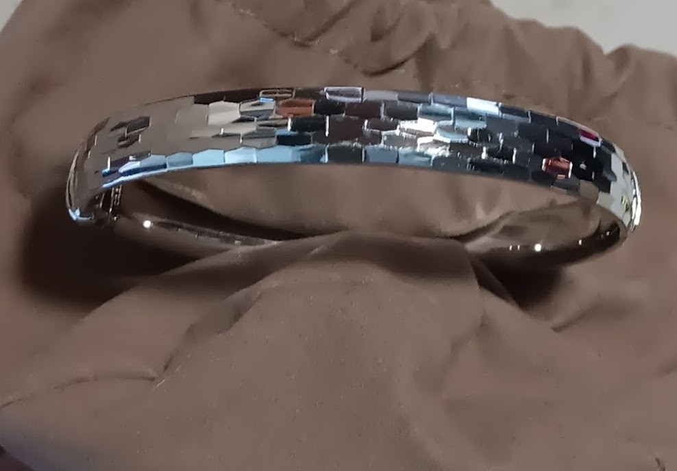 QVC Solid Sterling Silver Mosaic Hinged Bangle w/… - image 22