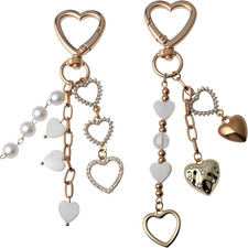 Pearl Beaded Keychain Charms, Cute Purse Charms for Handbags, Gold Starfish Keyr