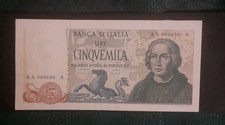 Carta moneta da 5000 lire in FDS prima serie Anno Maggio 1971 C.Colombo.