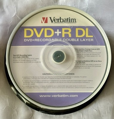 Verbatim DVD+R DL 8.5GB 240min 8x AZO Double Layer 20 Pack New Sealed