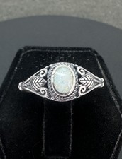 Sterling Silver New Ring Lab White Opal Size 7 Southwestern